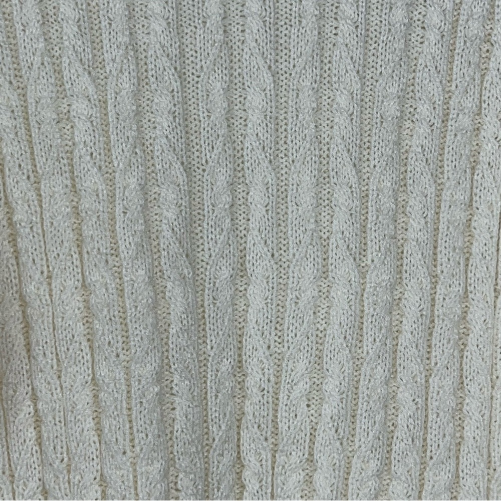 Retrology  cream cable- knit crew neck sweater with pearl embellishments. - Picture 9 of 14